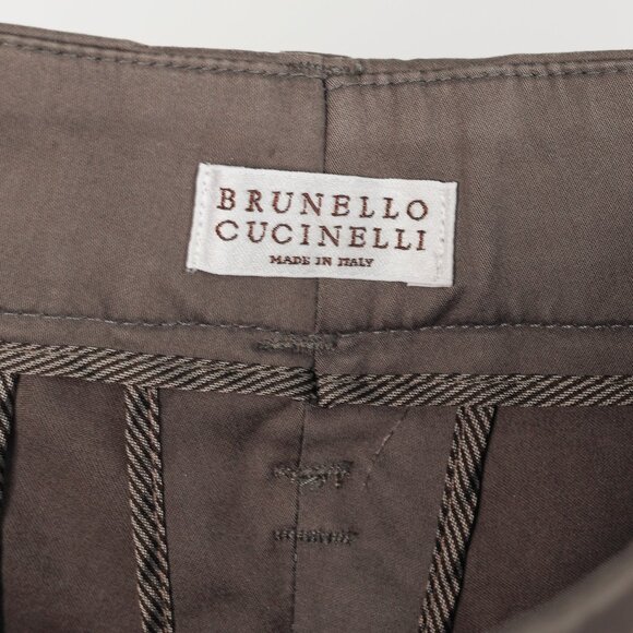 Brunello Cucinelli Grey Cotton Topstitched Cuffed Trousers - Picture 7 of 9
